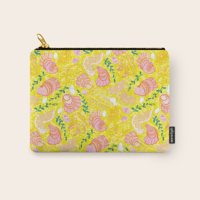 Coastal Oysters on the Beach in Lemon Yellow & Peach Carry All Pouch Gallery Image 1