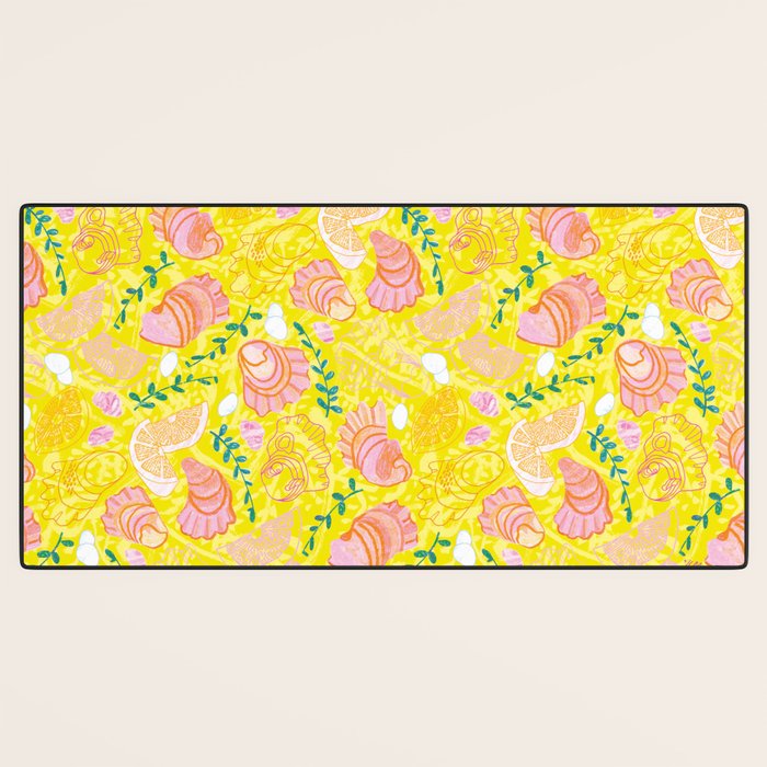 Coastal Oysters on the Beach in Lemon Yellow & Peach Desk Mat Gallery Image 3