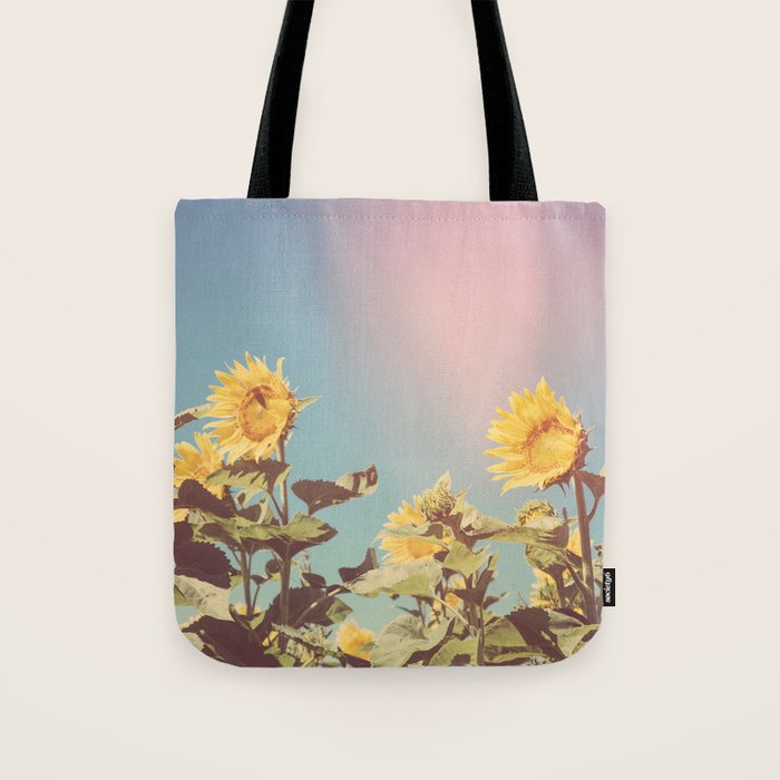 Retro Sunflowers - Nature Photography Tote Bag Gallery Image 1