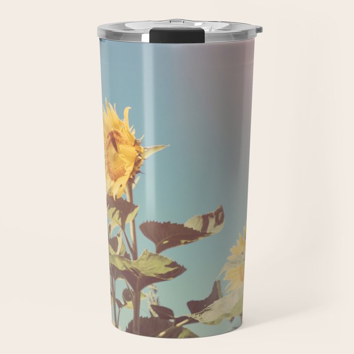 Retro Sunflowers - Nature Photography Travel Mug Gallery Image 1
