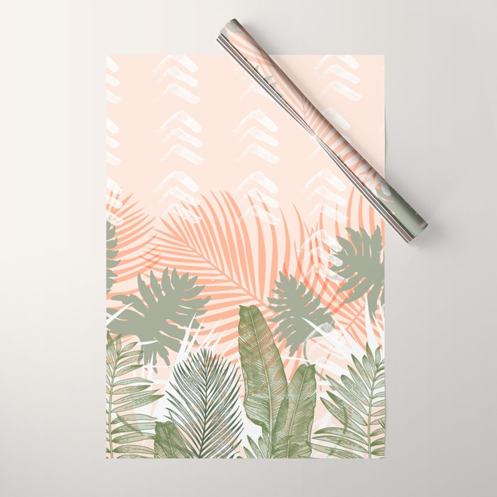 Abstract tropical plants pastel Wrapping Paper Gallery Image 1