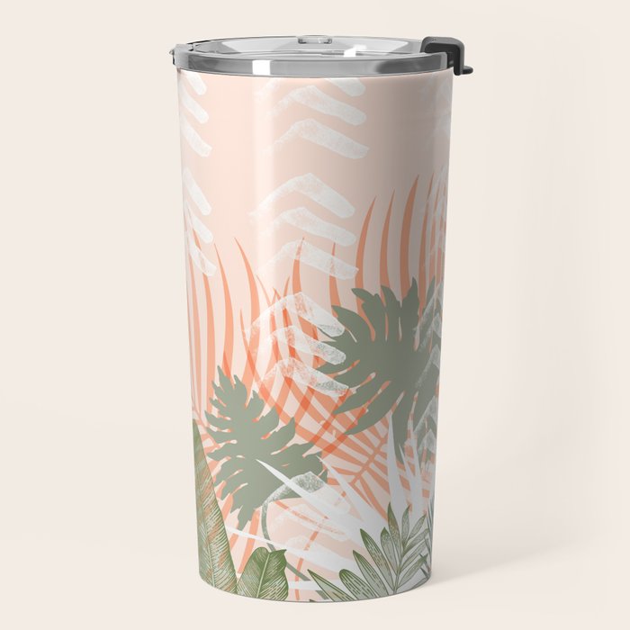 Abstract tropical plants pastel Travel Mug Gallery Image 2