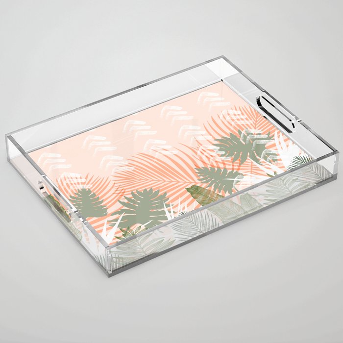 Abstract tropical plants pastel Acrylic Tray Gallery Image 1