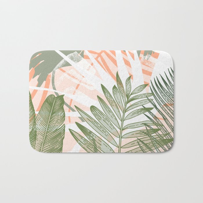 Abstract tropical plants pastel Bath Mat Gallery Image 1