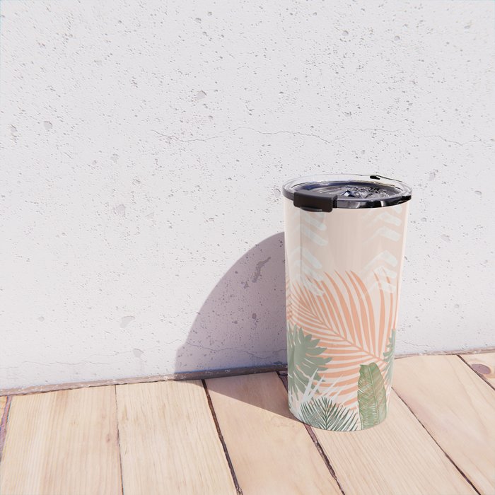 Abstract tropical plants pastel Travel Mug Gallery Image 4
