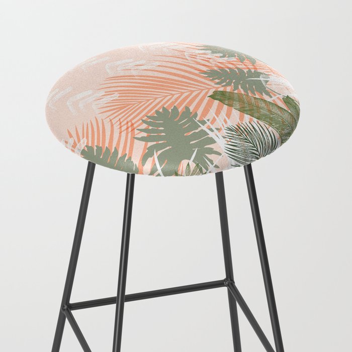 Abstract tropical plants pastel Stool Gallery Image 2