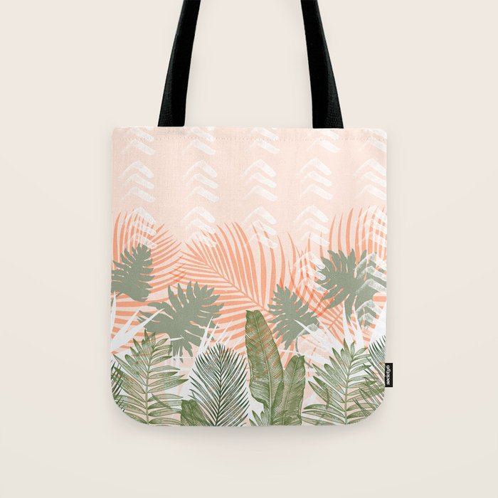 Abstract tropical plants pastel Tote Bag Gallery Image 1
