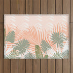 Abstract tropical plants pastel Outdoor Rug Gallery Image 1