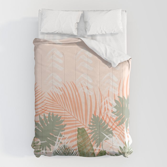 Abstract tropical plants pastel Comforter Gallery Image 1