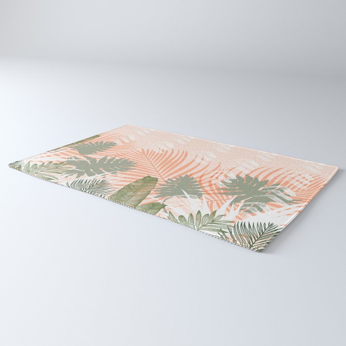 Abstract tropical plants pastel Rug Gallery Image 3