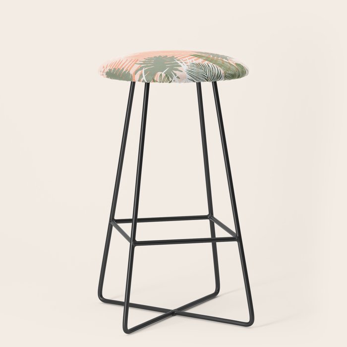 Abstract tropical plants pastel Stool Gallery Image 1