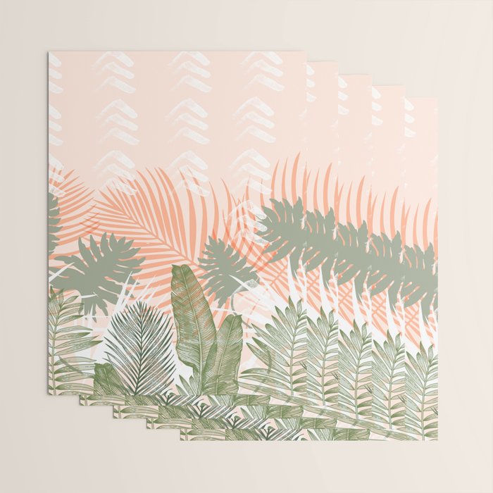Abstract tropical plants pastel Wrapping Paper Gallery Image 3