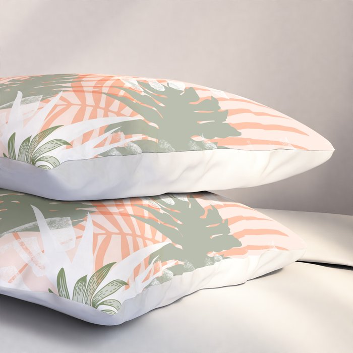 Abstract tropical plants pastel Pillow Sham Gallery Image 3