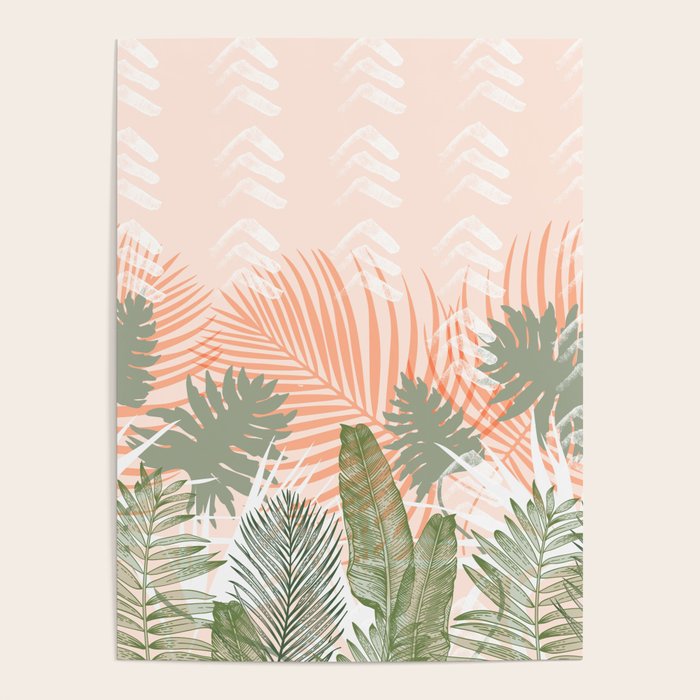 Abstract tropical plants pastel Poster Gallery Image 1