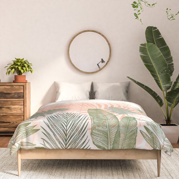 Abstract tropical plants pastel Comforter Gallery Image 3