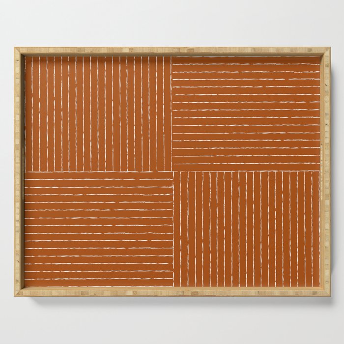 Lines III (Rust) Serving Tray Gallery Image 1