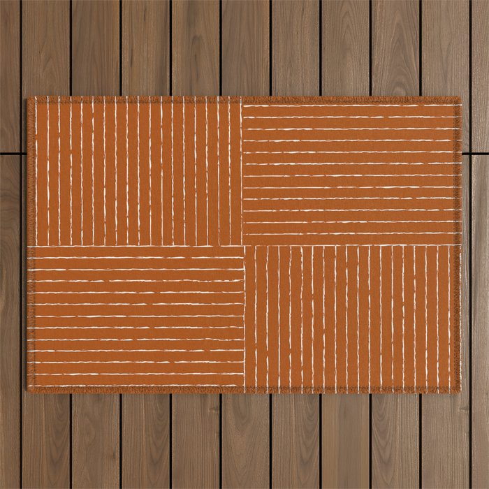 Lines III (Rust) Outdoor Rug Gallery Image 1