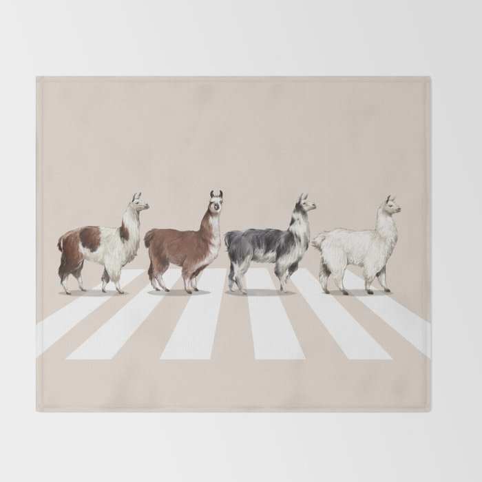 Llama The Abbey Road #2 Throw Blanket Gallery Image 2