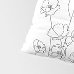 Poppy Flowers Line Art Pillow Sham Gallery Image 4