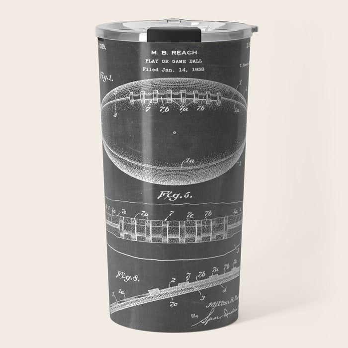 Football Patent - American Football Art - Black Chalkboard Travel Mug Gallery Image 1