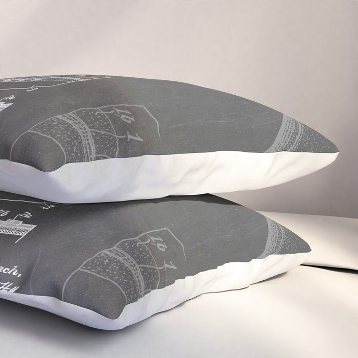 Football Patent - American Football Art - Black Chalkboard Pillow Sham Gallery Image 3