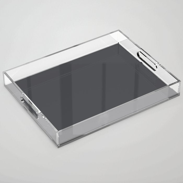 ASPHALT SOLID COLOR Plain Dark Neutral Shade  Acrylic Tray Gallery Image 1