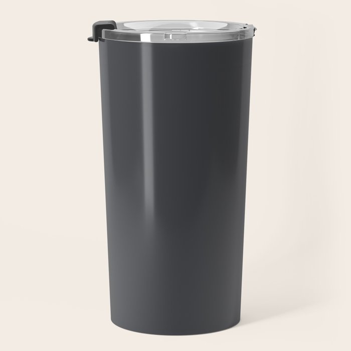 ASPHALT SOLID COLOR Plain Dark Neutral Shade  Travel Mug Gallery Image 3