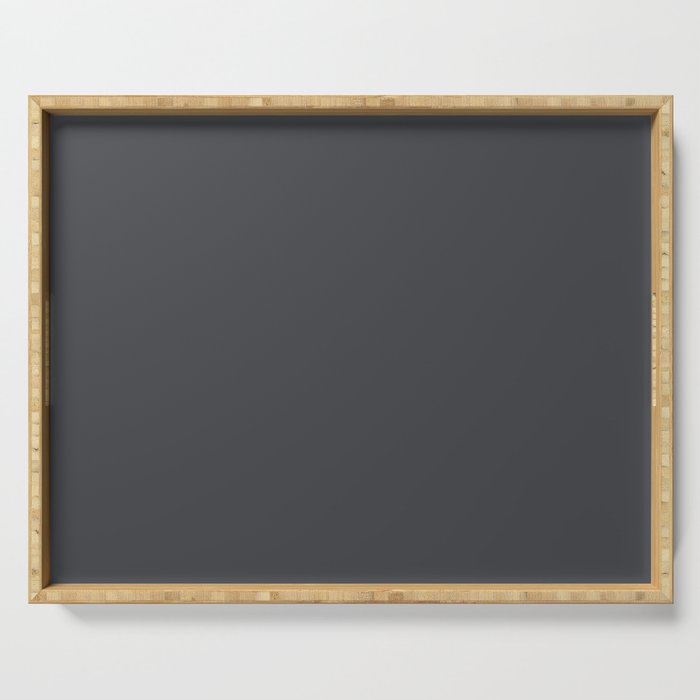 ASPHALT SOLID COLOR Plain Dark Neutral Shade  Serving Tray Gallery Image 1