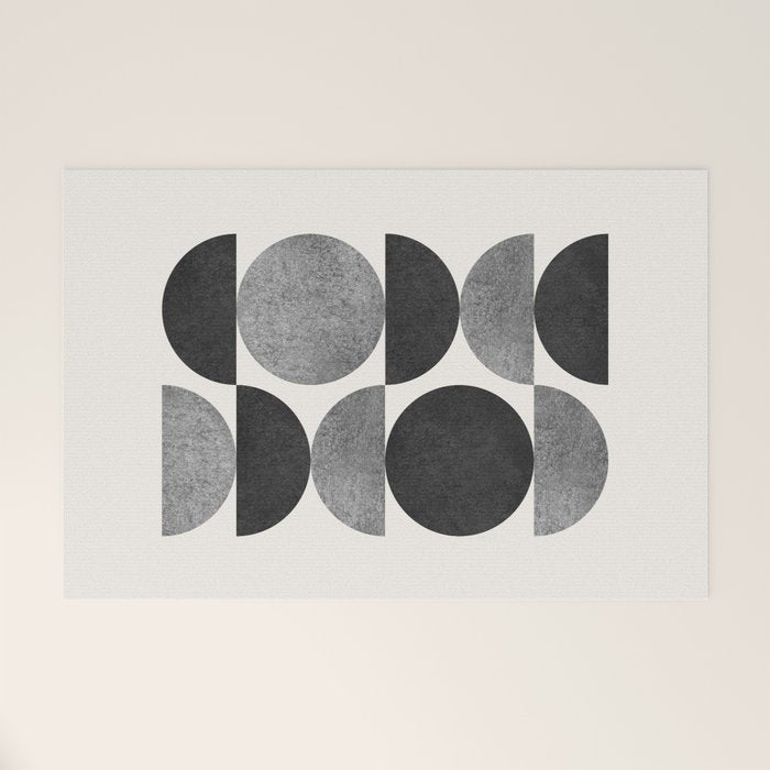 Black grey retro Mid century modern Welcome Mat Gallery Image 1