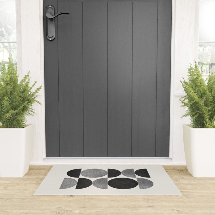 Black grey retro Mid century modern Welcome Mat Gallery Image 3