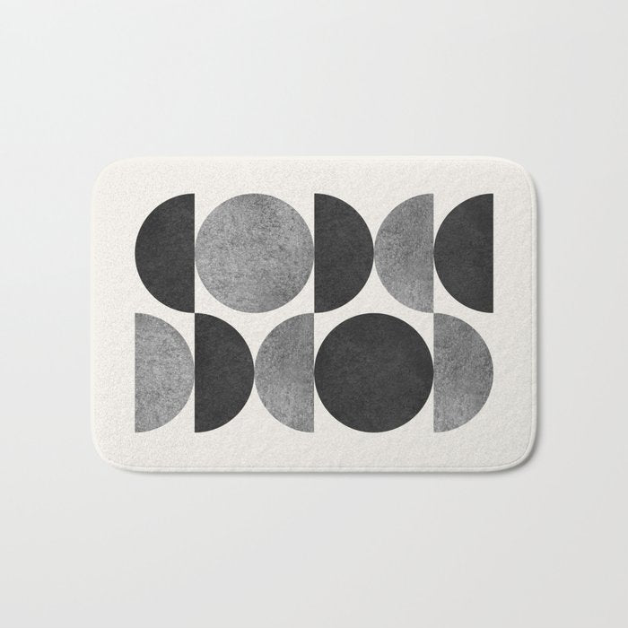 Black grey retro Mid century modern Bath Mat Gallery Image 1