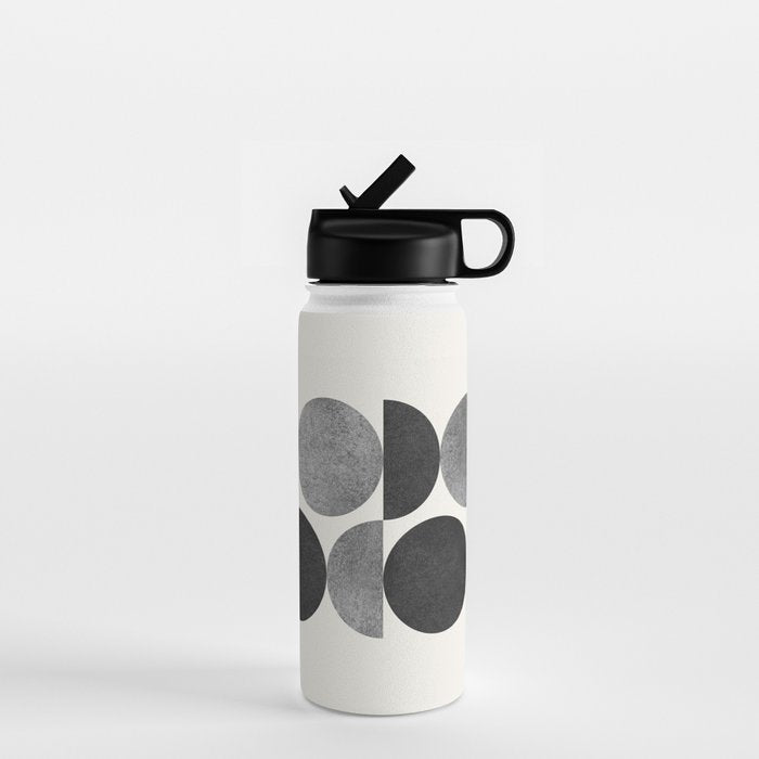 Black grey retro Mid century modern Water Bottle Gallery Image 1