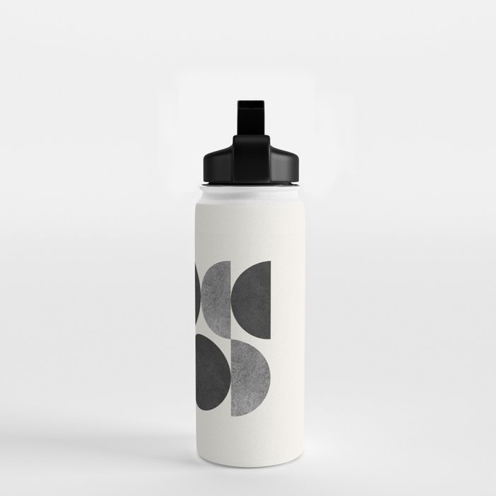 Black grey retro Mid century modern Water Bottle Gallery Image 2