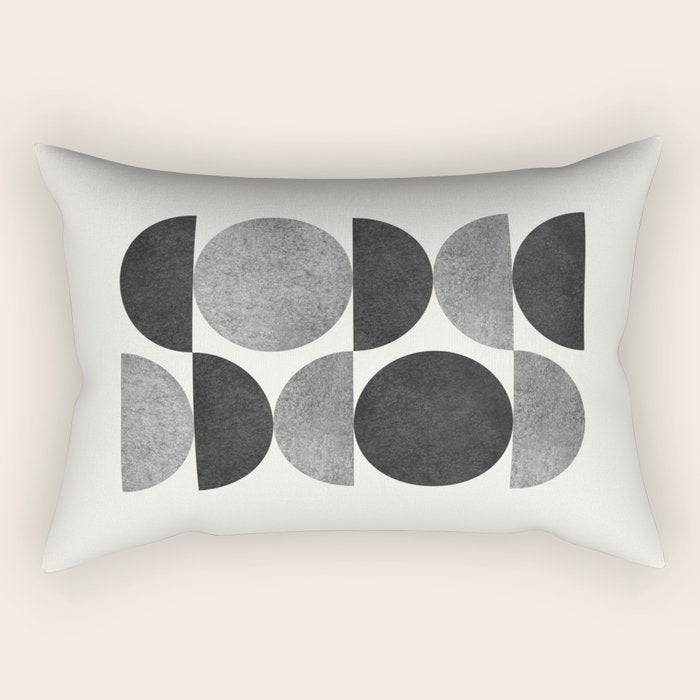 Black grey retro Mid century modern Rectangular Pillow Gallery Image 2