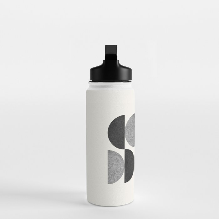 Black grey retro Mid century modern Water Bottle Gallery Image 3