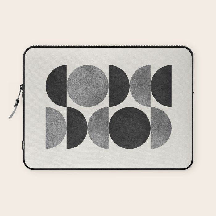 Black grey retro Mid century modern Laptop Sleeve Gallery Image 1