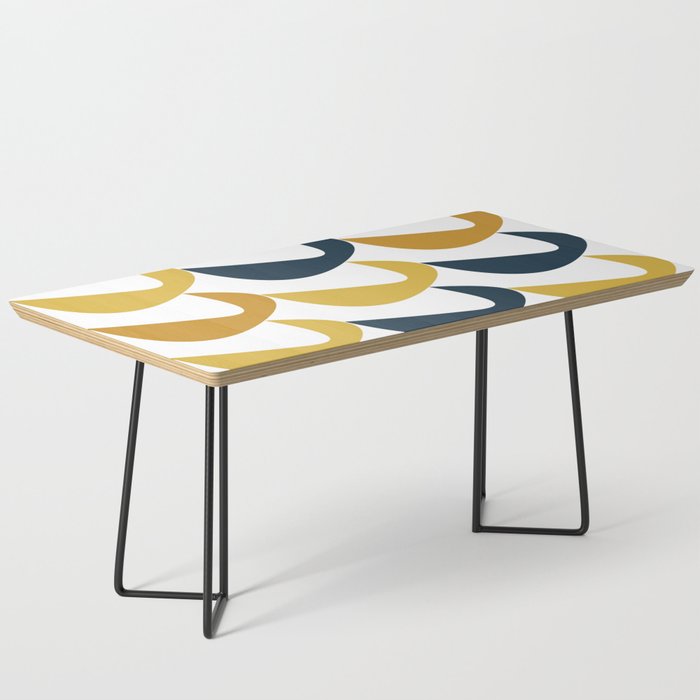 Aldous Midcentury Modern Minimalist Abstract Pattern in Mustard Yellow, Navy Blue, and White Coffee Table Gallery Image 1