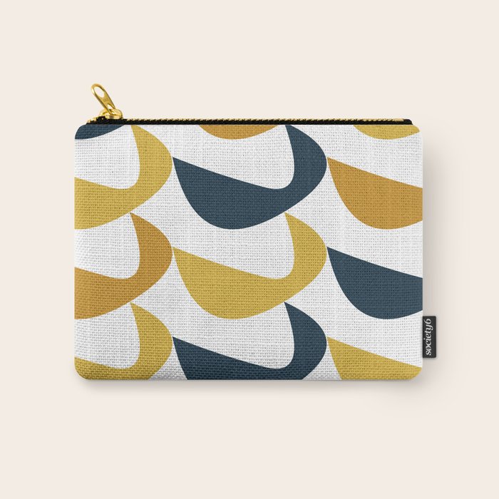 Aldous Midcentury Modern Minimalist Abstract Pattern in Mustard Yellow, Navy Blue, and White Carry All Pouch Gallery Image 1
