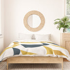 Aldous Midcentury Modern Minimalist Abstract Pattern in Mustard Yellow, Navy Blue, and White Duvet Cover Gallery Image 3