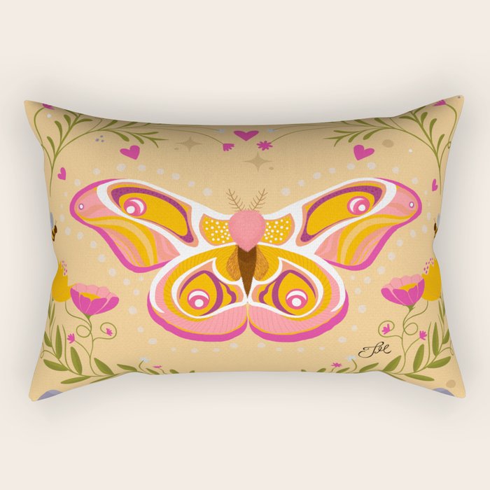 Madagascar Bullseye Moth in Enchanted Garden Rectangular Pillow Gallery Image 2