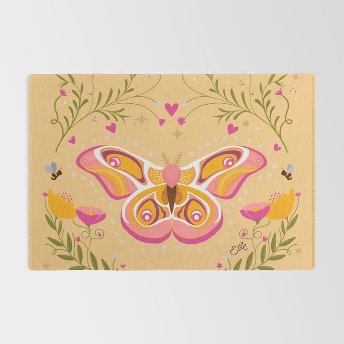 Madagascar Bullseye Moth in Enchanted Garden Rug Gallery Image 2