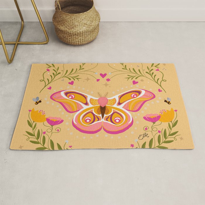 Madagascar Bullseye Moth in Enchanted Garden Rug Gallery Image 1