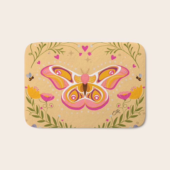 Madagascar Bullseye Moth in Enchanted Garden Bath Mat Gallery Image 1