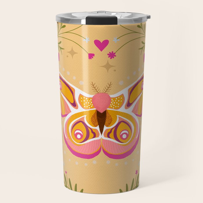 Madagascar Bullseye Moth in Enchanted Garden Travel Mug Gallery Image 1