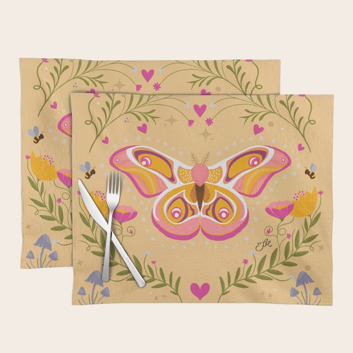 Madagascar Bullseye Moth in Enchanted Garden Placemat Gallery Image 1