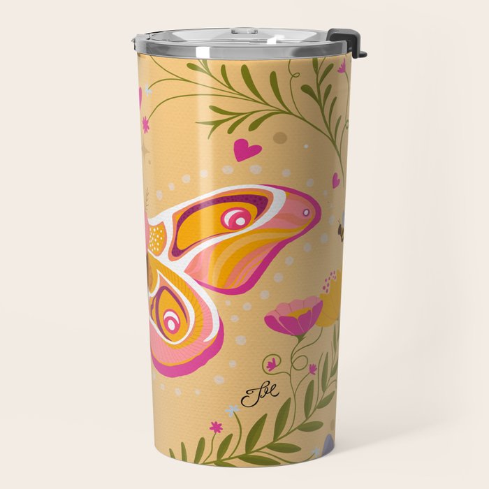 Madagascar Bullseye Moth in Enchanted Garden Travel Mug Gallery Image 2