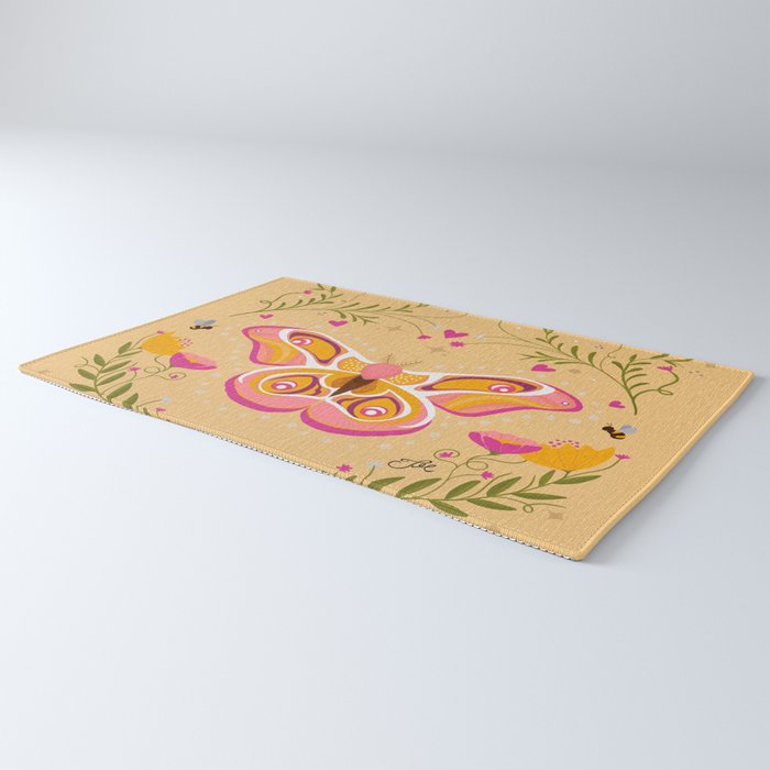 Madagascar Bullseye Moth in Enchanted Garden Rug Gallery Image 3