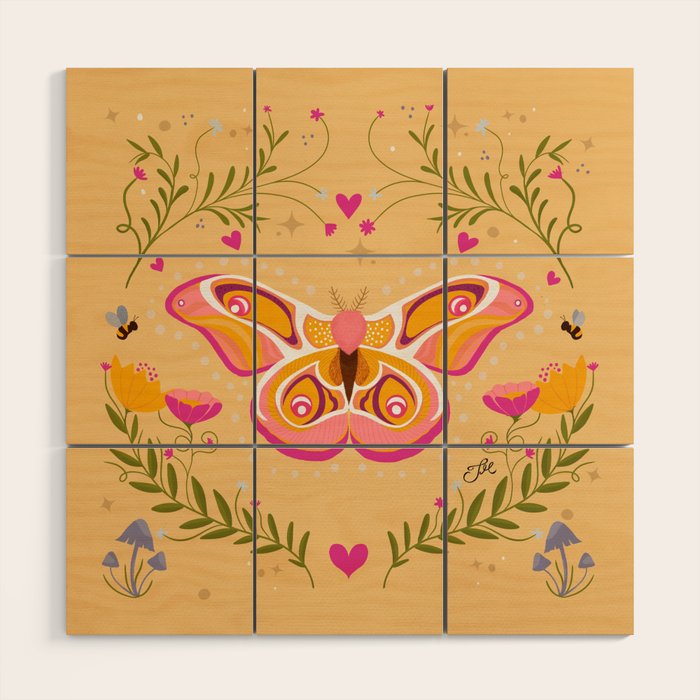 Madagascar Bullseye Moth in Enchanted Garden Wood Wall Art Gallery Image 1