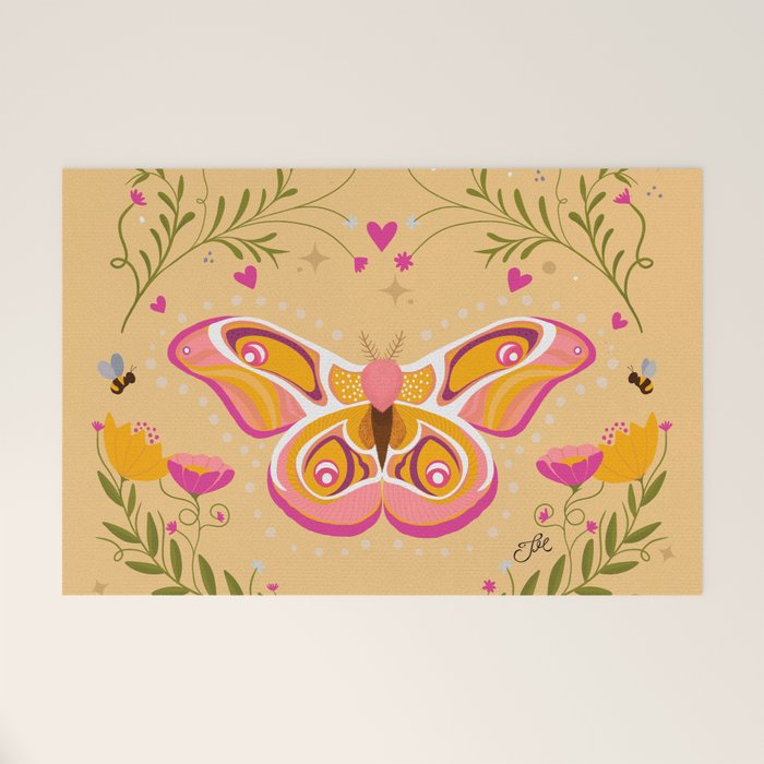Madagascar Bullseye Moth in Enchanted Garden Welcome Mat Gallery Image 1