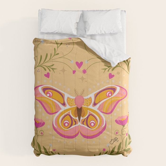 Madagascar Bullseye Moth in Enchanted Garden Comforter Gallery Image 6
